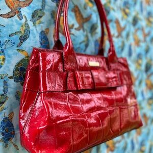 Kate Spade - EUC - Patent leather, Elena, Croc-Embossed Leather Shoulder/Handbag